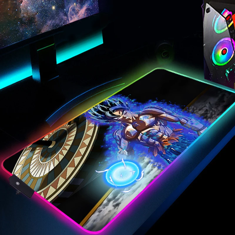 super dbz large rgb mouse pad anime gaming mousepad goku desk mat led 900x400 xxl computer keyboard laptop pad notebook desk mat free global shipping