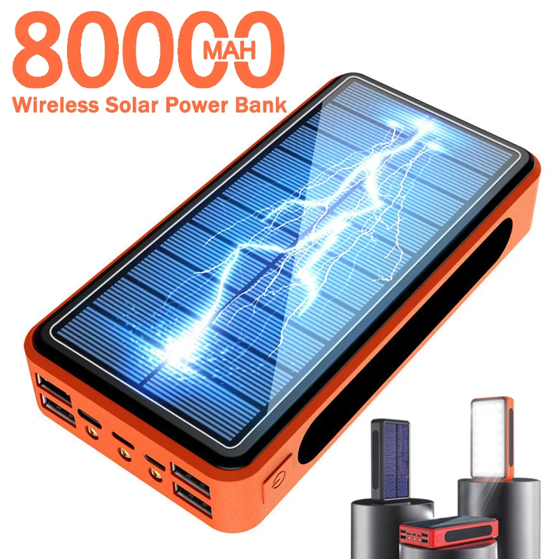 80000mAh4 Солнечный внешний аккумулятор большой емкости 4USB внешняя Быстрая зарядка