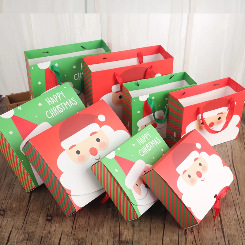

10Pcs Christmas Cookies Gift Packing Paper Box for Birthday Party Cake Chocolate Candy Holders Diy Handmade Favor Decoration