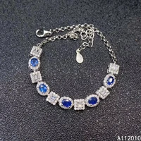 kjjeaxcmy fine jewelry 925 sterling silver inlaid gemstone sapphire popular women new hand bracelet support test hot selling