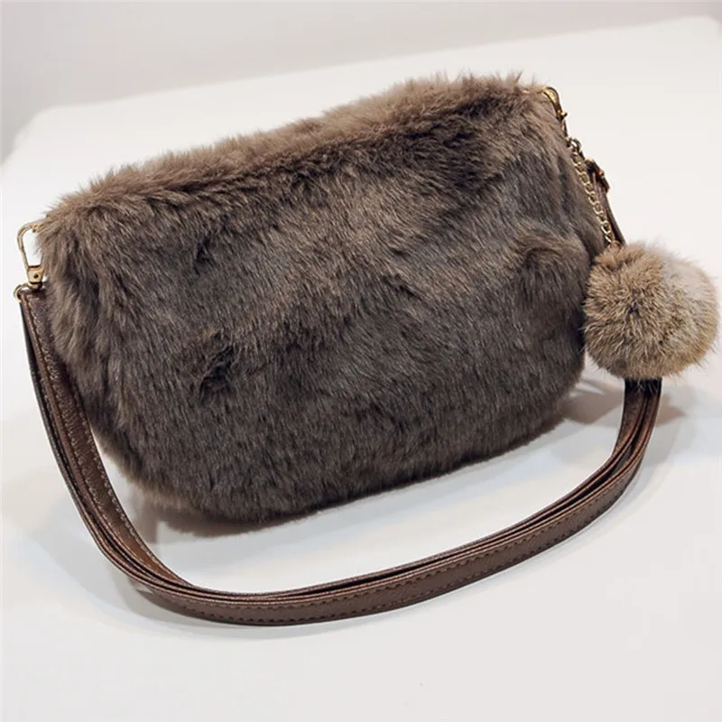 Зимние Модные женские туфли из искусственной кожи плюшевая сумка на плечо