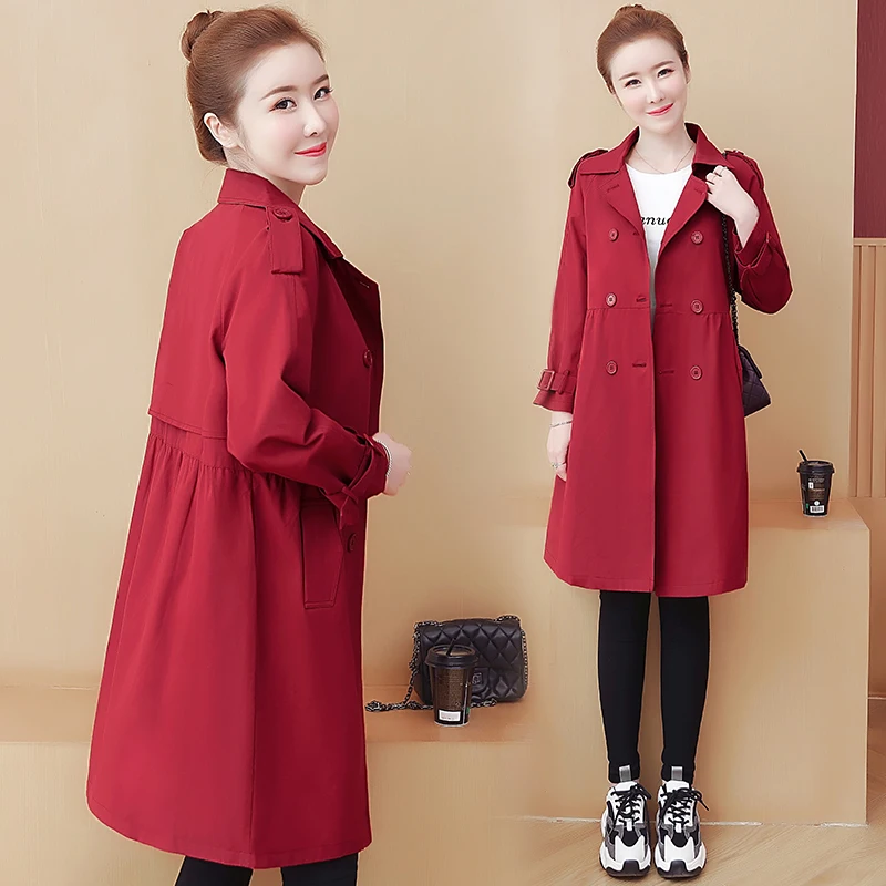 Тренчкот женский однотонный ветровка с длинным рукавом модель W1818 большого