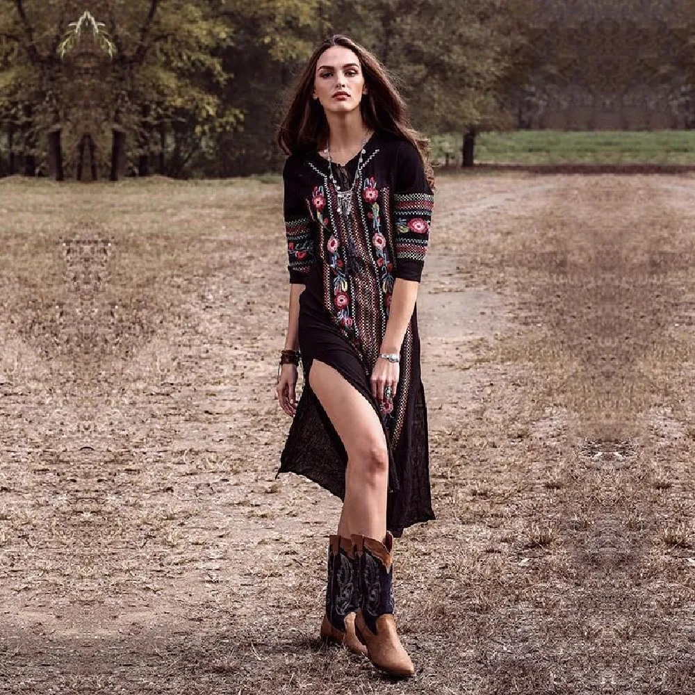 Хлопковая пляжная туника-Кафтан с вышивкой накидка для пляжа женское бикини