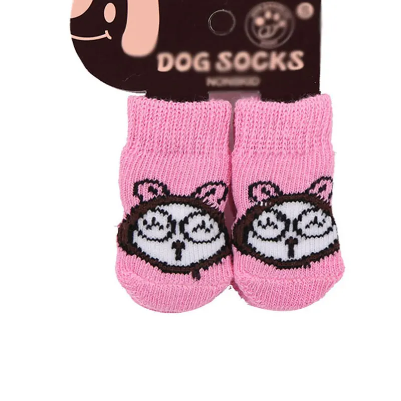 

Cute Dog Socks Cat Animation Fashion Foot Covers Soild Color Non-slip Shoe Covers Comfortable Breathable Pet Shoes Cover 4pcs