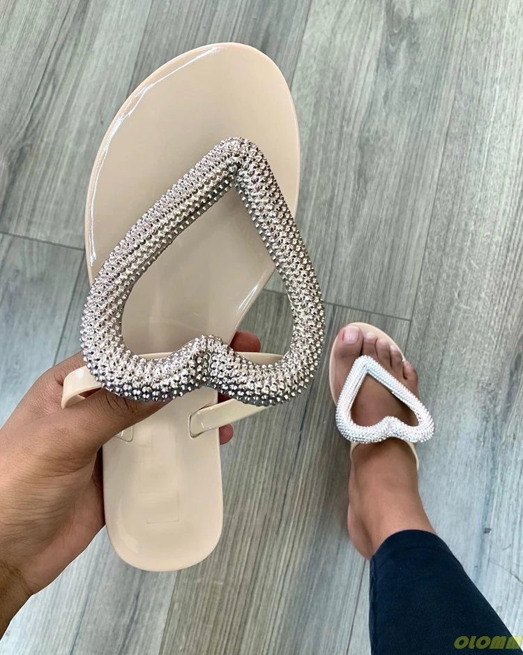 

Hot 2020 Women's Sandals Open Toe Flat Summer Slippers Heart Shaped Outdoor Beach Shoes Fashion Plus Size 40