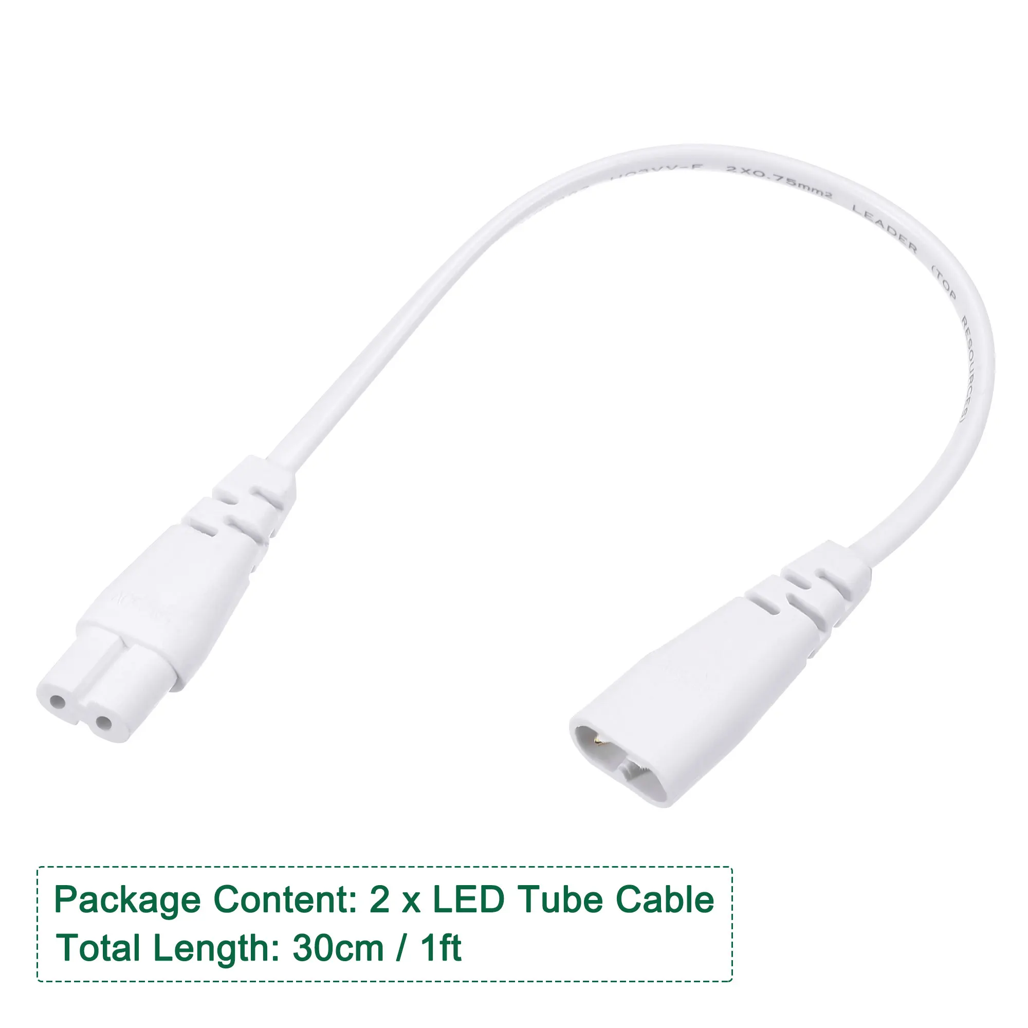 Uxcell 2Pcs T5 T8 LED Tube Connector Cable 2 Pin 30CM Male to Female Extension Cord | Connectors