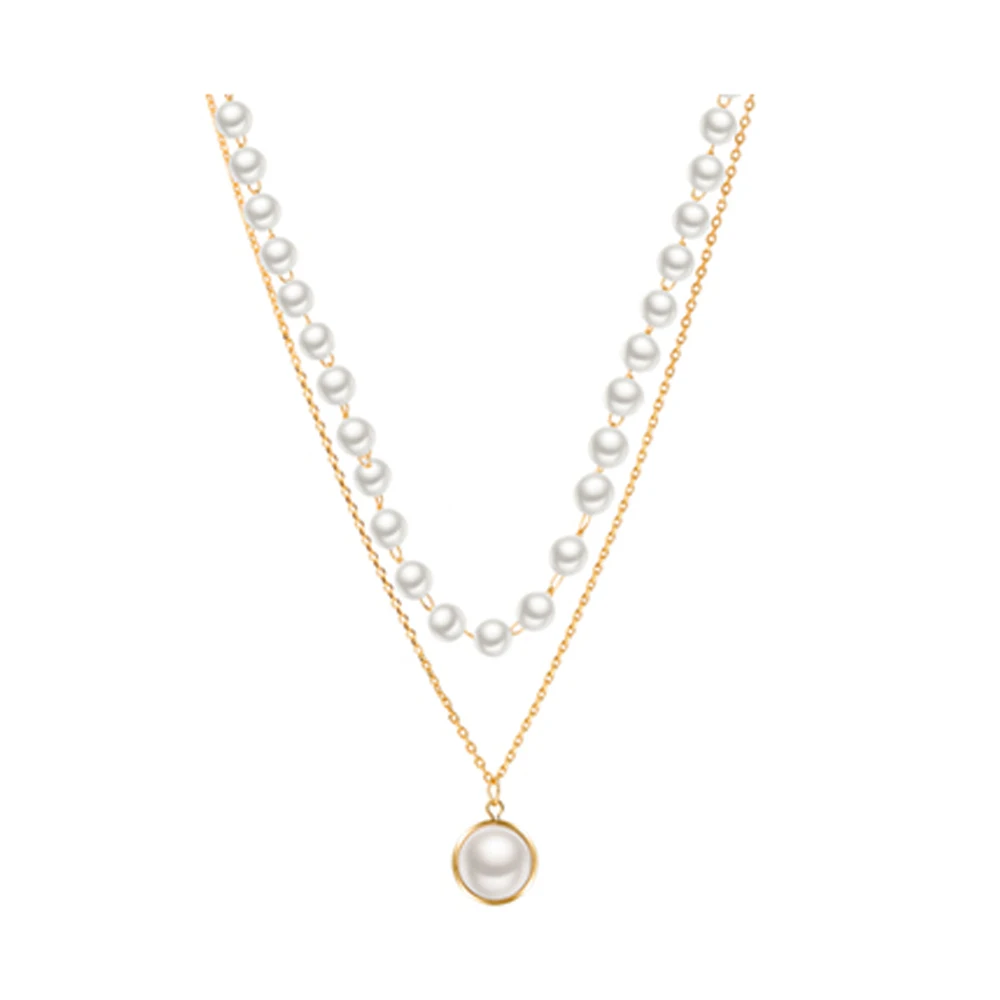 2020 корейское модное жемчужное ожерелье для девочки двухслойная цепочка золотого