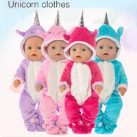 doll clothes 43cm 40cm baby doll fur unicorn rompers with shoes for 18 inch girl doll casual outfits