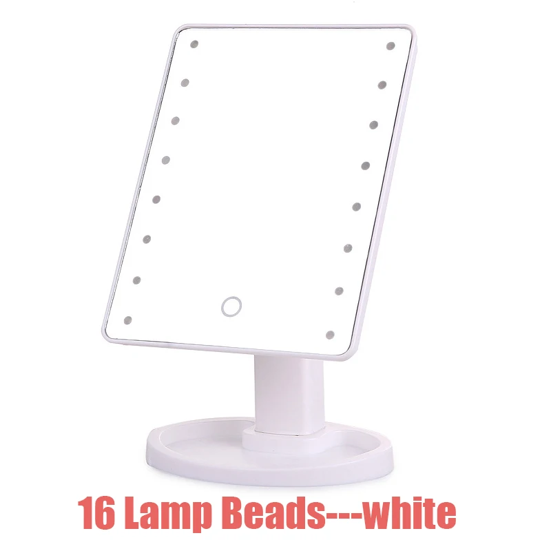white-16 LEDs Зеркало для макияжа с 16 светодиодами, косметическое зеркало с сенсорным выключателем, подставка на батарейках для настольной ванной комнаты, спальни, путешествий - Цвет: white-16 LEDs