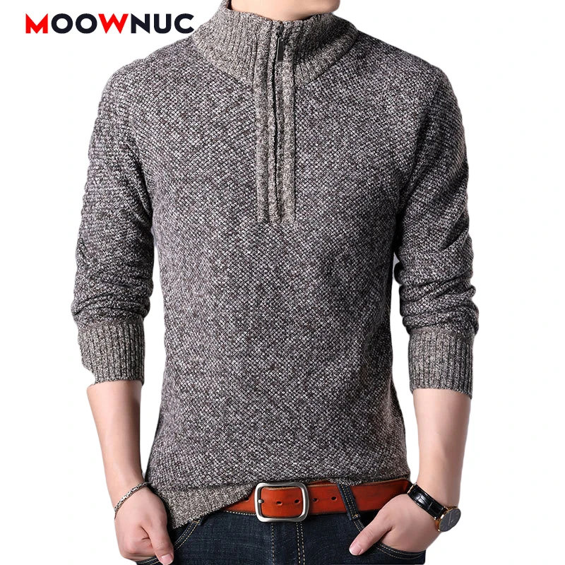 

Мужские модные пуловеры 2021, Новые однотонные толстые облегающие свитера с длинным рукавом для улицы, сохраняют тепло, весна-осень-зима MOOWNUC