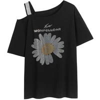 sexy off shoulder women shirts 2022 women casual short sleeve small daisy print tshirts chemise femme tops mujer verano