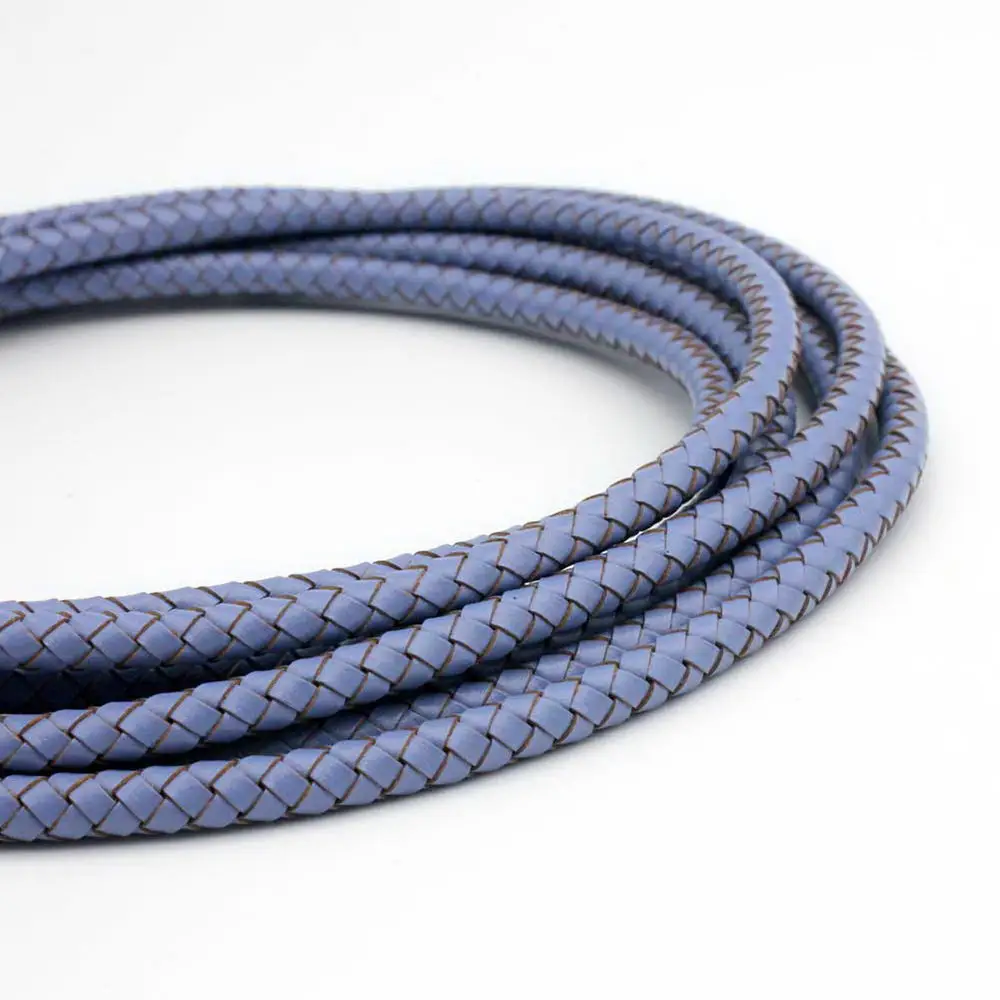 Круглый джинсовый синий плетеный кожаный ремень диаметром 6 мм ювелирное изделие