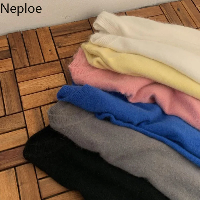 Neploe O Neck Lantern Long Sleeve Pullover Sweater Female Autumn Winter Clothes Loose Solid Pull Femme Warm Bottom Jersey 47467 | Женская