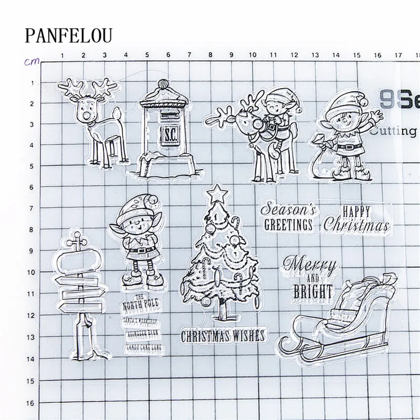 Прозрачный силиконовый каучук PANFELOU 17x15 см с изображением оленя и эльфов для
