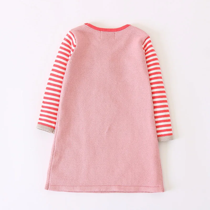 Вязаное платье для девочек весна-осень детское платье-свитер с длинным рукавом
