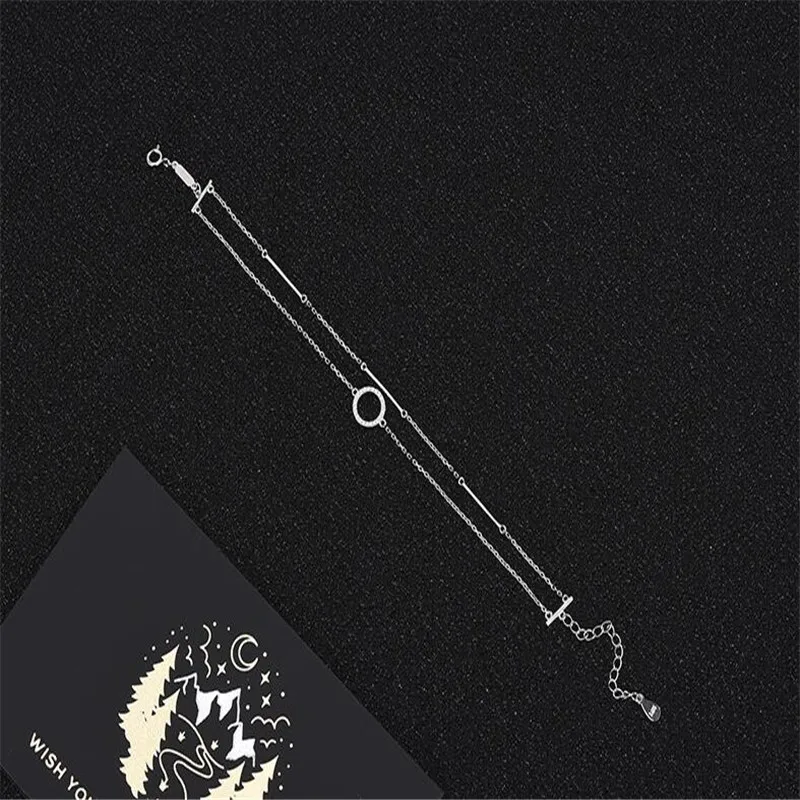 925 Стерлинговое серебро двойной круговой геометрический браслет женский письмо