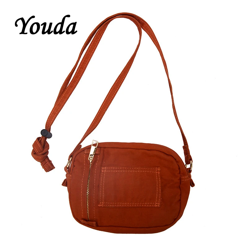 Youda оригинальный Простой холщовый материал сплошной цвет сумка на плечо модная