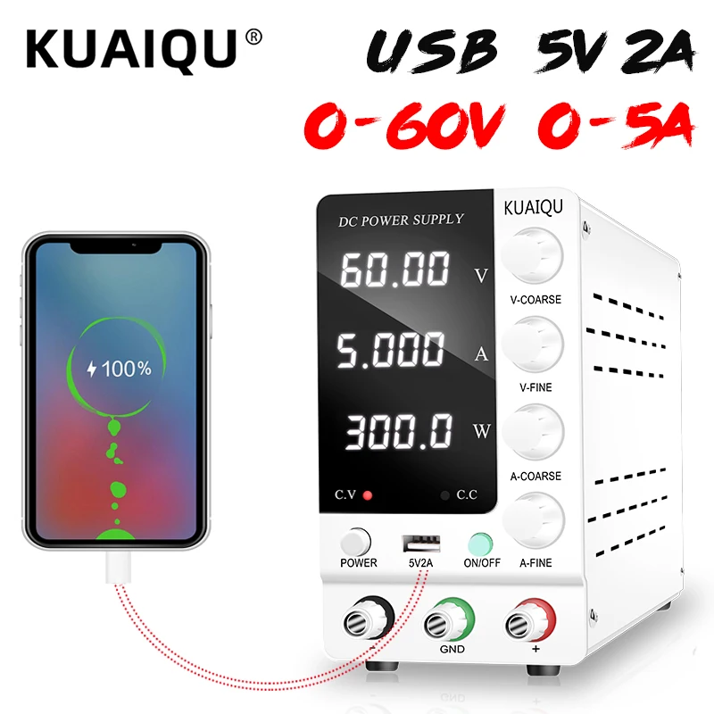 

Лабораторный Регулируемый источник питания постоянного тока, 60 в, 5 А, 120 В, 3 светодиодный