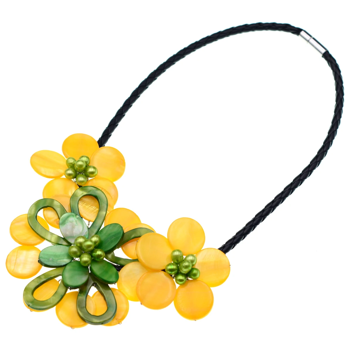 2019 New Fashion Yellow Green Mother Of Pearl Shell Flower Choker Necklace Bridal Jewelry Wedding Gifts Factory Price Bijoux | Украшения и
