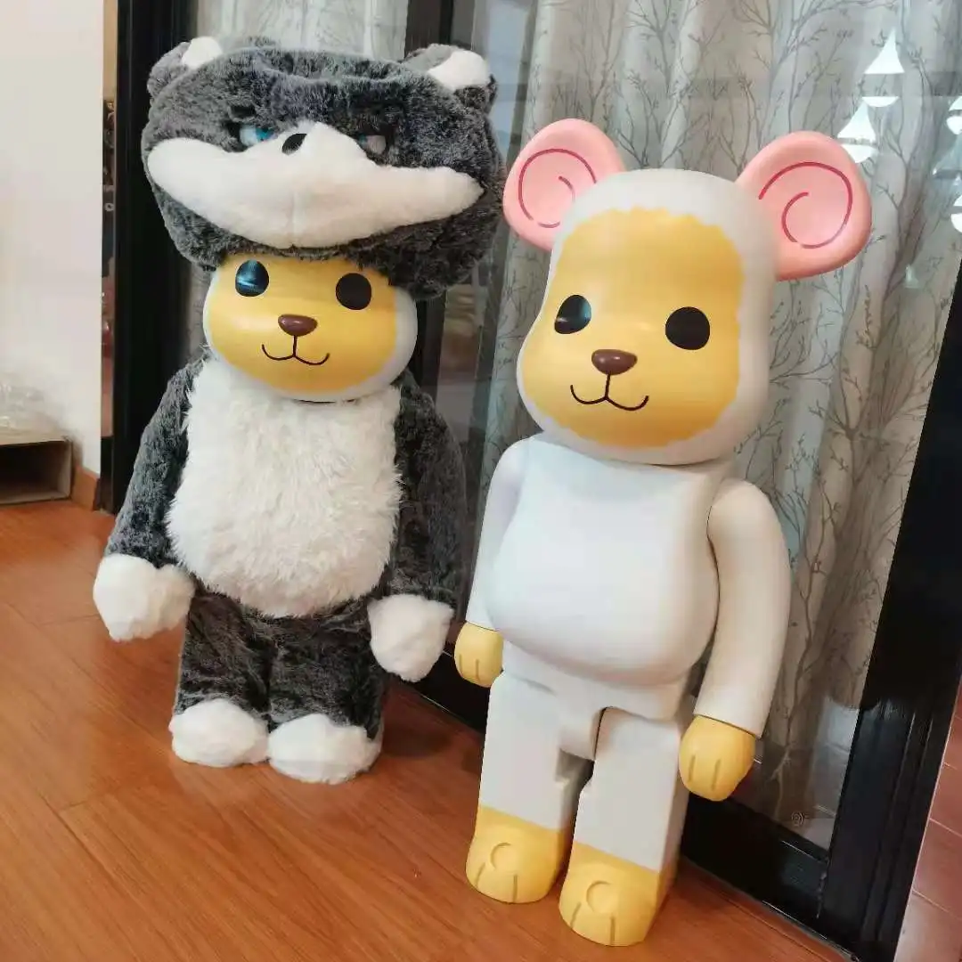 1000% 70 см игрушечные фигурки Bearbricklys из блоков медведь волк кролик шерсть плюшевая