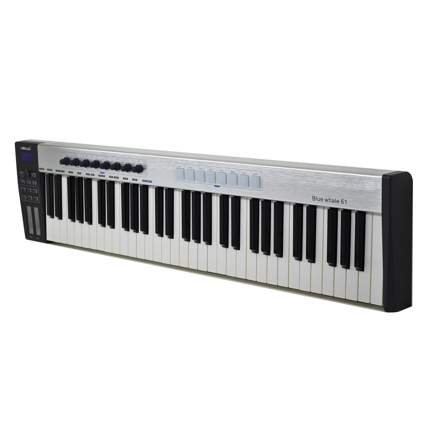 USB MIDI-контроллер WORLDE Blue whale 61 полувзвешенная клавиша 8 RGB-подсветки триггерные