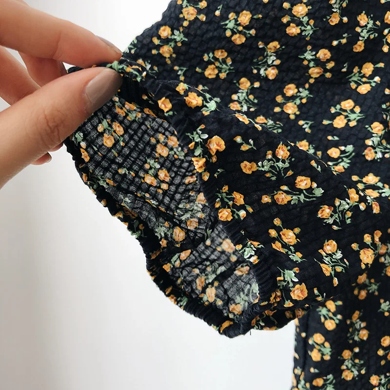 Новое поступление весеннее женское винтажное шифоновое длинное платье с круглым