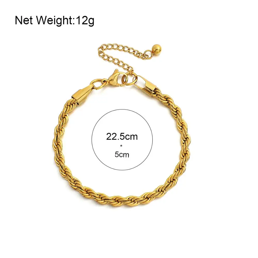 

Amorcome Sreet Style Alloy Metal Thick Twisted Rope Chain Bracelets for Women Men Gold Chunky Unisex Thick Bracelets Jewelry