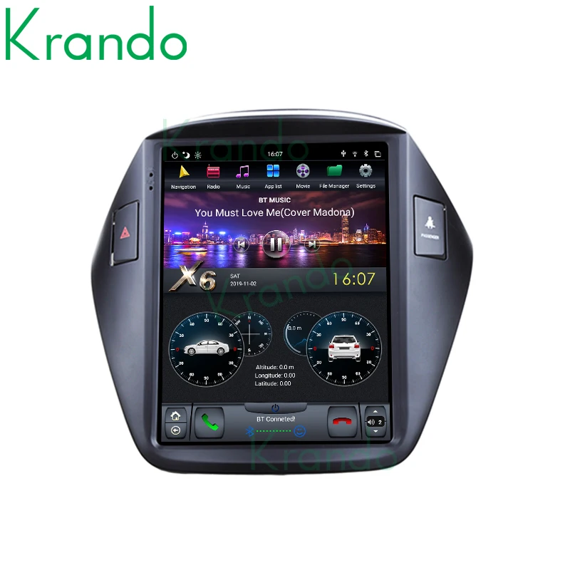 저렴한 Krando 안드로이드 9.0 4G 64G 10.4 테슬라 스타일 수직 스크린 차량용 멀티미디어 플레이어, 현대 IX35 2009-2014 무선 카플레이