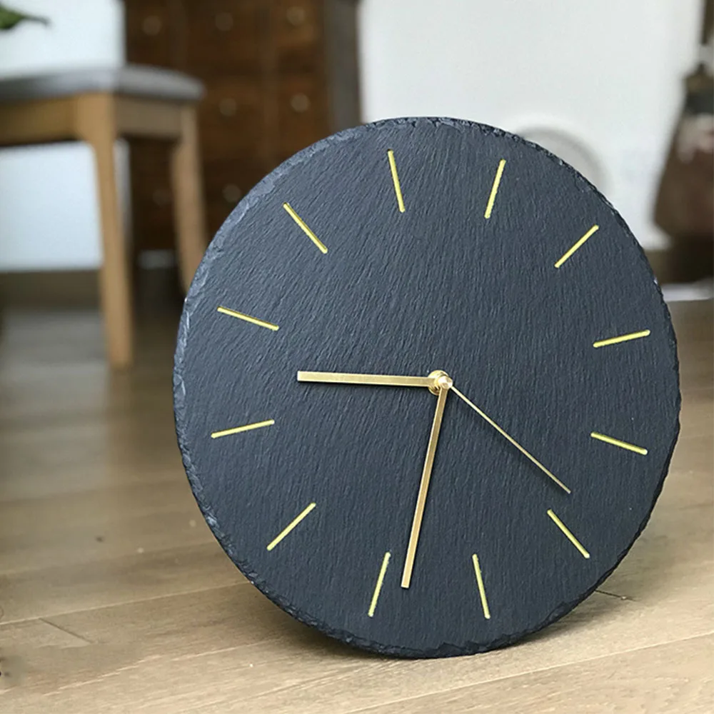 

12 Inch Creative Slate Wall Clocks Ins Simple Black Rock Wall Clock Living Room Modern Art Decor 10 inch Hang Clock
