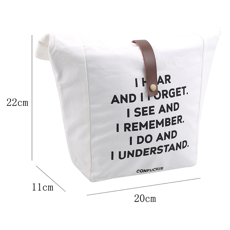 

Cotton Canvas Lunch Box Insulation Bag Picnic Bag Letter Type Large Capacity Multi-purpose Cloth Bag Foods Organizer