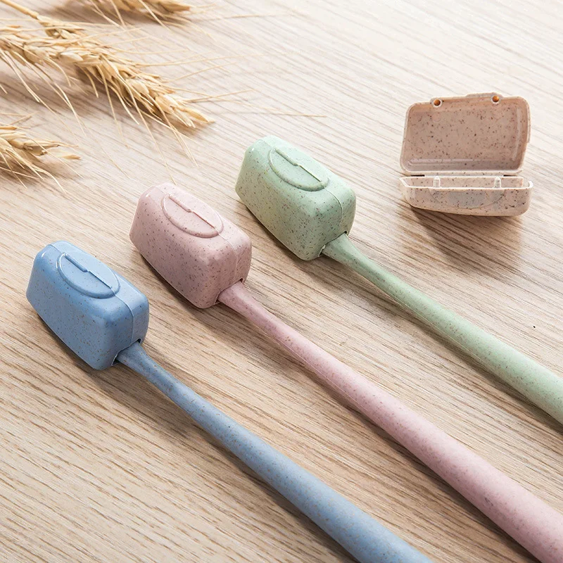 

4Pcs/set Portable Outdoor Travel Tooth Brush Cover Holder Headgear Wheat Straw Dust-proof Toothbrush Cap Case (Random Color)