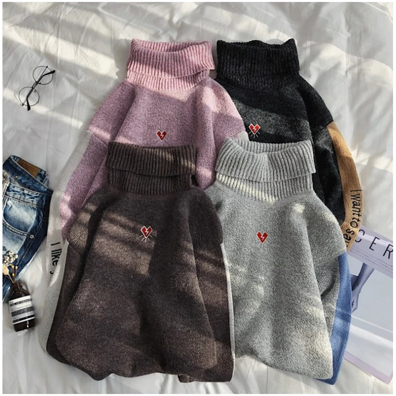 Модный Tultleneck мужской свитер осень зима с буквенным принтом длинный рукав пуловер