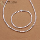 Цепочка и браслет для женщин, из чистого серебра 925 пробы, 4 мм