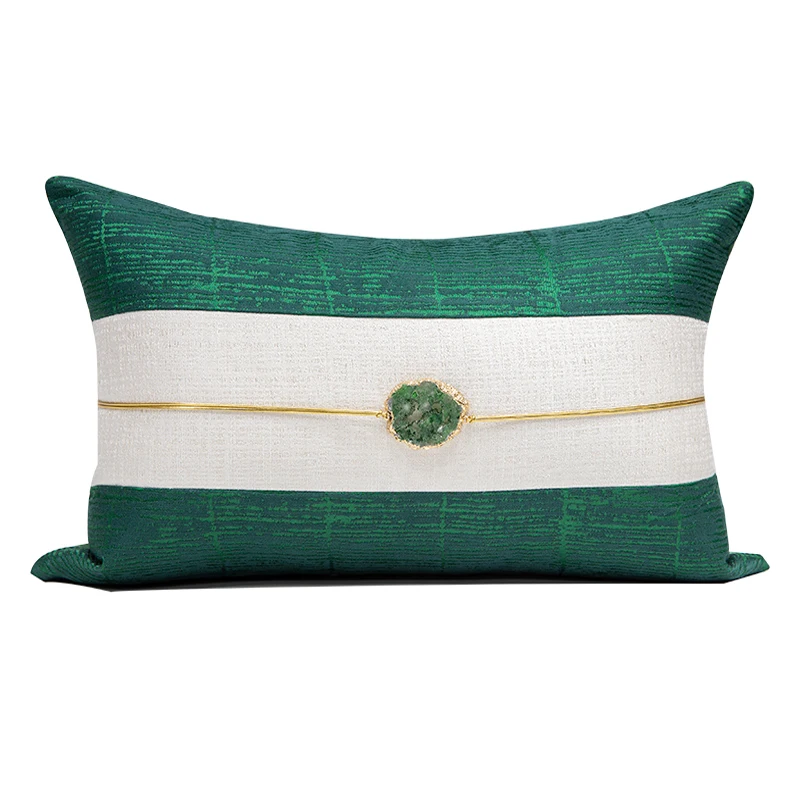 Solid Green Gem Cushion Cover Home Decorative Waist Pillow Sofa Car Chair Cushions Light Luxury Pillow Cover