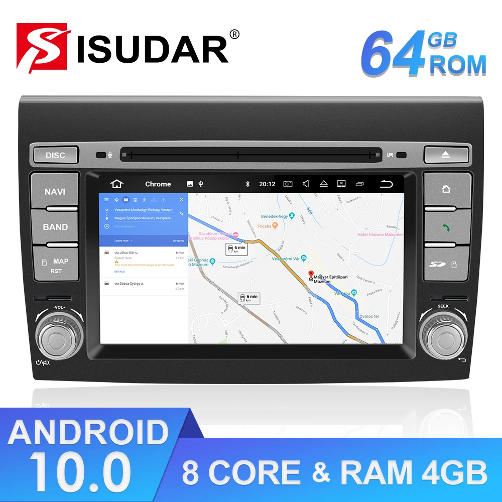 Isudar 2 Din Авто Радио Android 10 для Fiat/Bravo 2007 2012 Автомобильный GPS стерео Мультимедийный