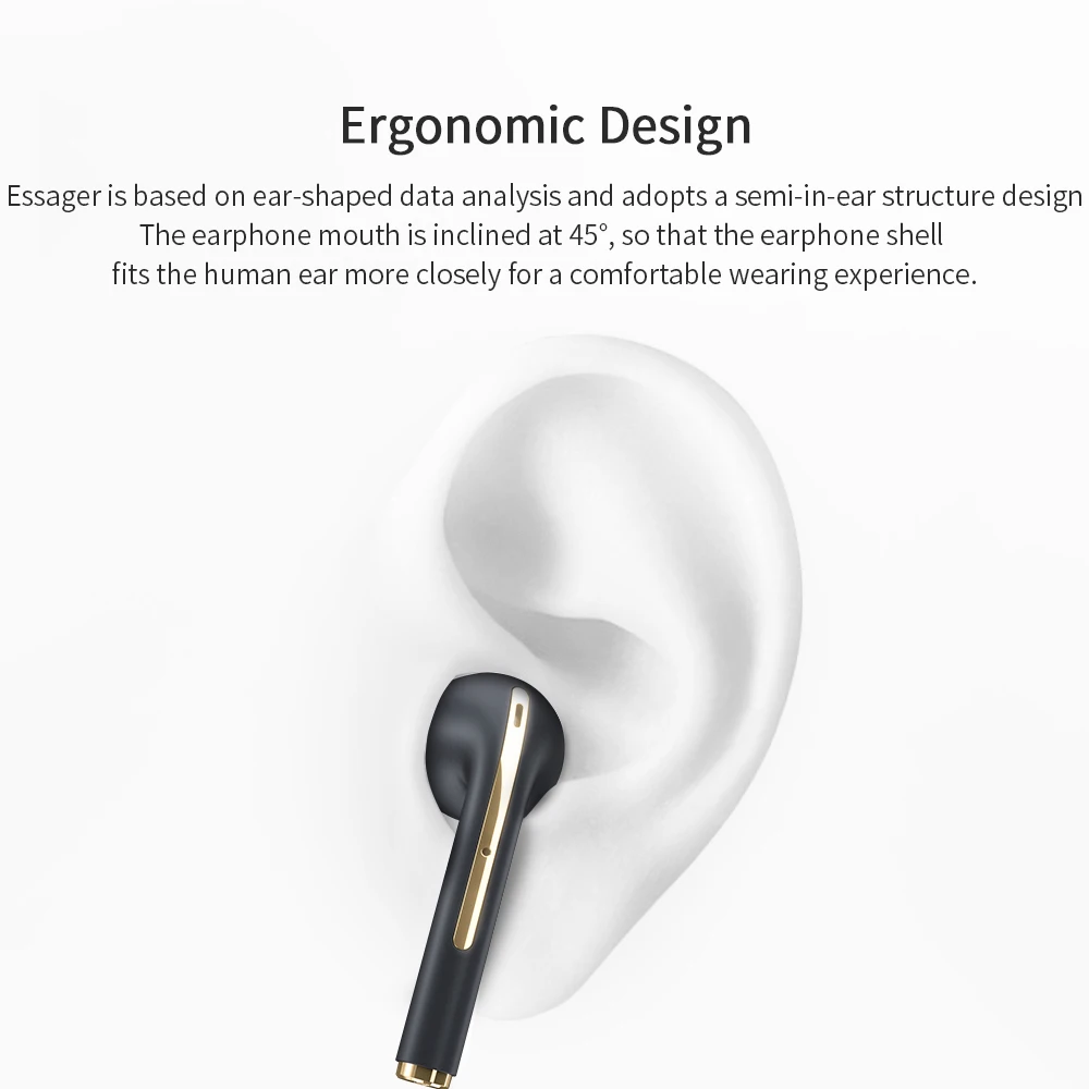 

Essager J18 TWS Stereo Wireless Earphones Bluetooth Earbuds Headset In Ear True Wireless Headphones With Microphone For iPhone