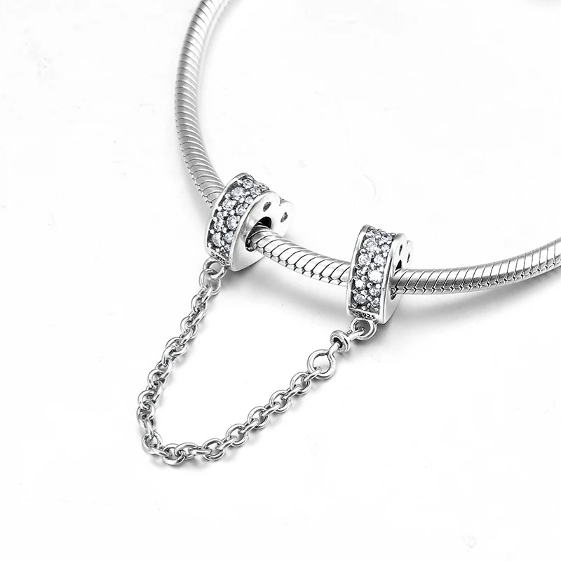 Fashion Creative 925 Sterling Silver like crystal CZ fine Safety Chain Beads Fit European Charms Bracelet Jewelry making | Украшения и