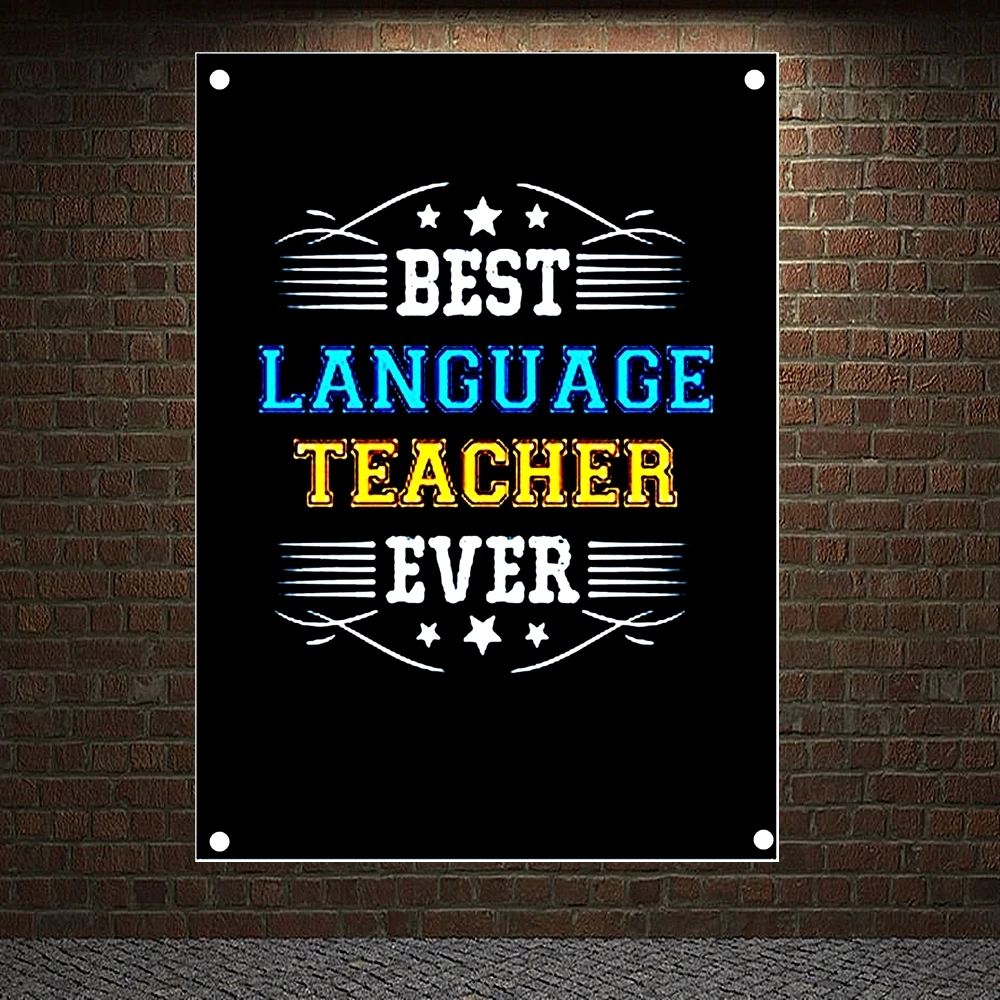 

BEST LANGUAGE TEACHER EVER Motivational Workout Posters Exercise Bodybuilding Fitness Banners Wall Art Flags Gym Wall Decor