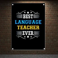 best language teacher ever motivational workout posters exercise bodybuilding fitness banners wall art flags gym wall decor