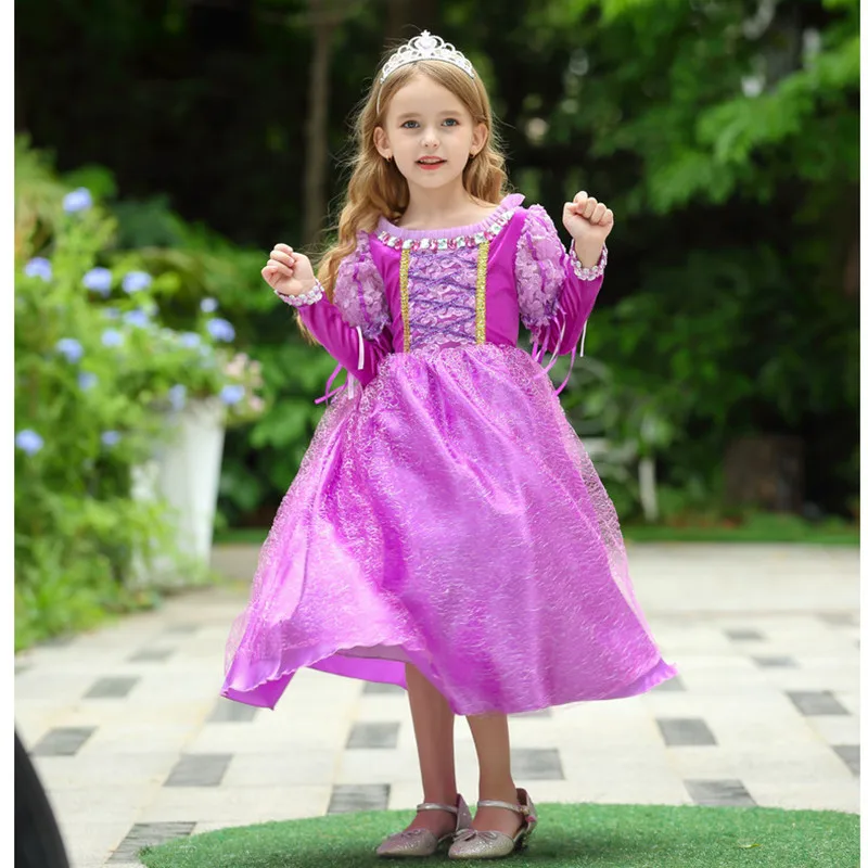 

Fancy Princess Girl Dress Rapunzel Children Birthday Costume Cinderella Tangled Costumes Baby Girls Clothes