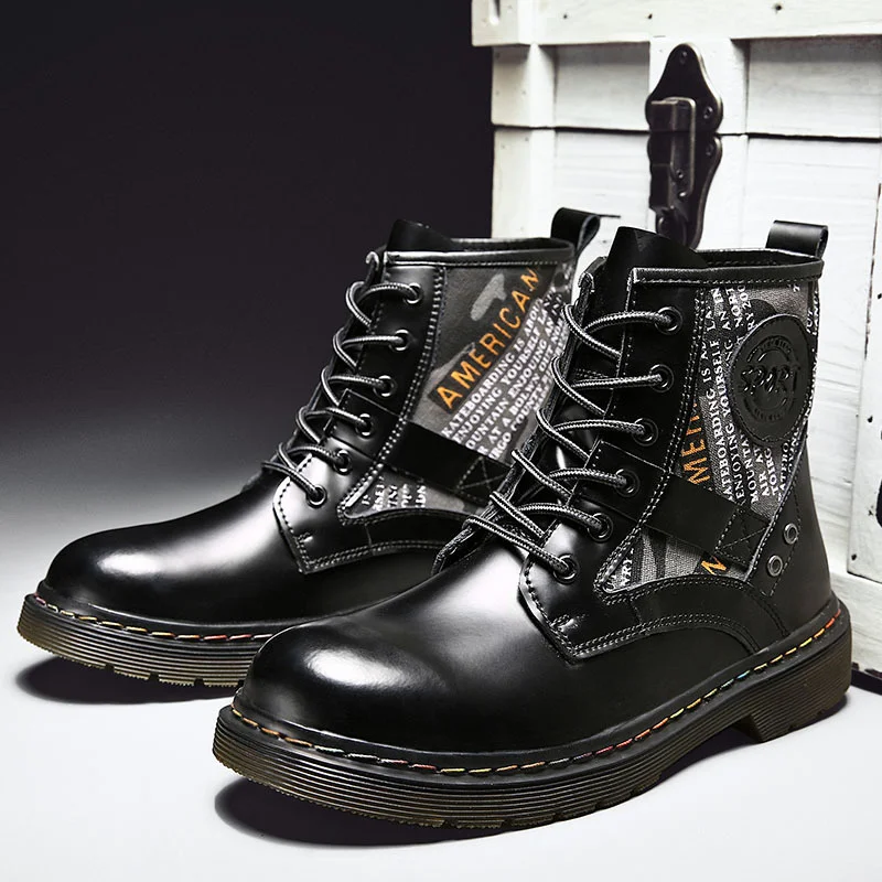 

Martin boots men's high top leather boots British thick bottom Plush warm style new boots for autumn and winter 2020 men's boots