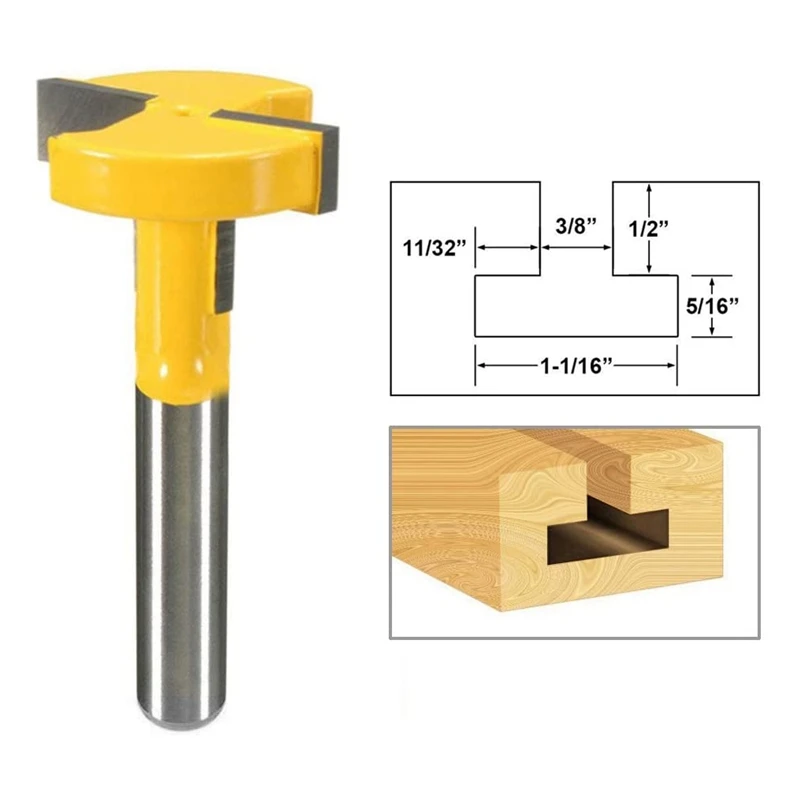 

1/4Inch Shank T-Slot Slotting Router Bit Straight Edge Groove Forming Milling Chisel Cutter Woodworking Tool