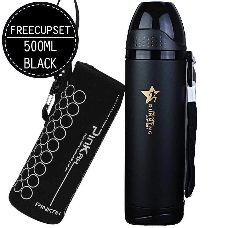 500ml black Pinkah 500 мл 304 нержавеющая сталь горячая вода flaskl Портативный пуля термос чашка термос для путешествия бутылка для воды - Цвет: 500ml black