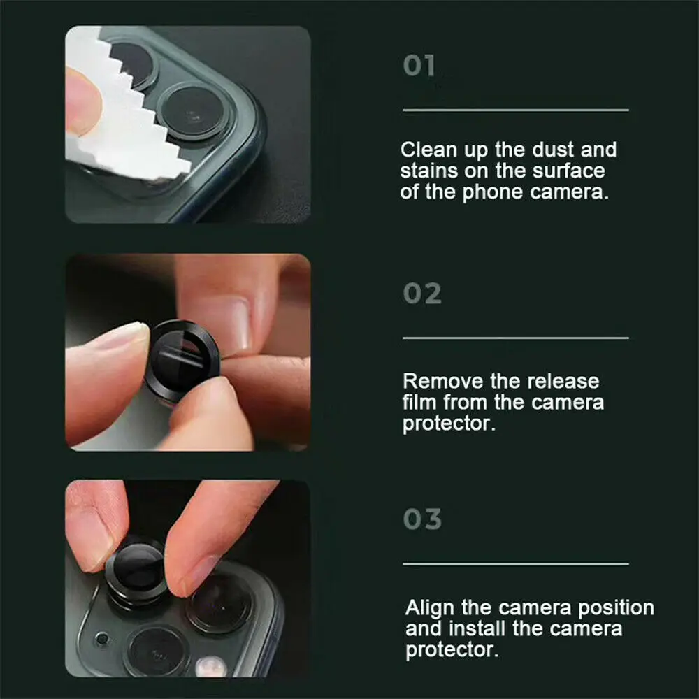 

For iPhone 12 Pro Max Mini Metal+Tempered Glass Camera Lens Full Cover Protectors Luxury Protective Cap