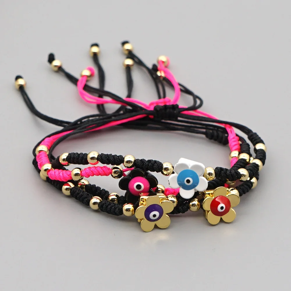 

Zinc Alloy Enamel Beads Eyes Children's Daisy Flower Bracelet Wild Gold Bead Small Bracelet Women Paired Bracelets for Couples