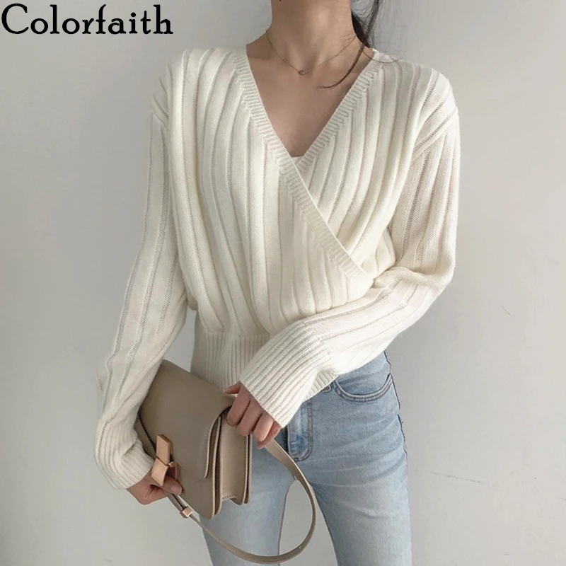 Colorfaith новинка 2020 весна-осень женские свитера с v-образным вырезом ттwill Вязаные