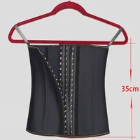 35cm long steal bone waist trainer waist clip latex corset 9 steel bone abdominal band