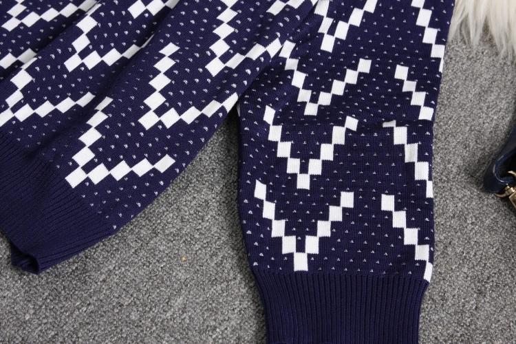 Женский вязаный свитер ALPHALMODA Свободный пуловер с круглым вырезом + широкие брюки