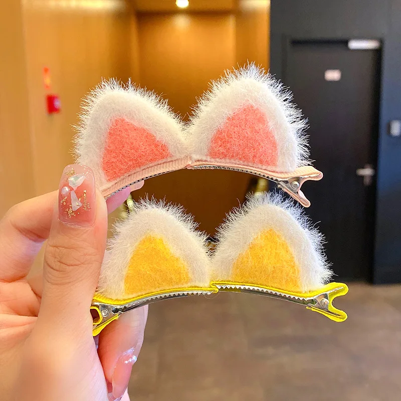 

Plush Hairpin Autumn Winter Cat Ear Hair Accessories Korean Cartoon Girl Side Clip Children's Hairpin Cute Hairclips