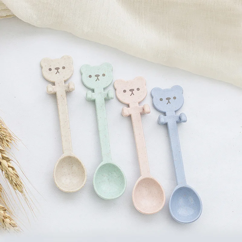 Пластиковая кружка из пшеничной соломы для мужчин и женщин Милая с ложкой ручкой